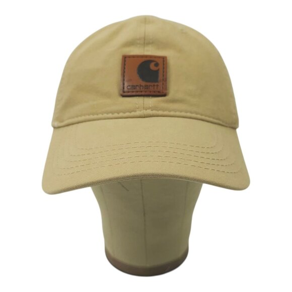 Carhartt Strapback OSFA Cap Hat Trucker Baseball Logo Patch Washed Canvas Tan - Picture 13 of 14